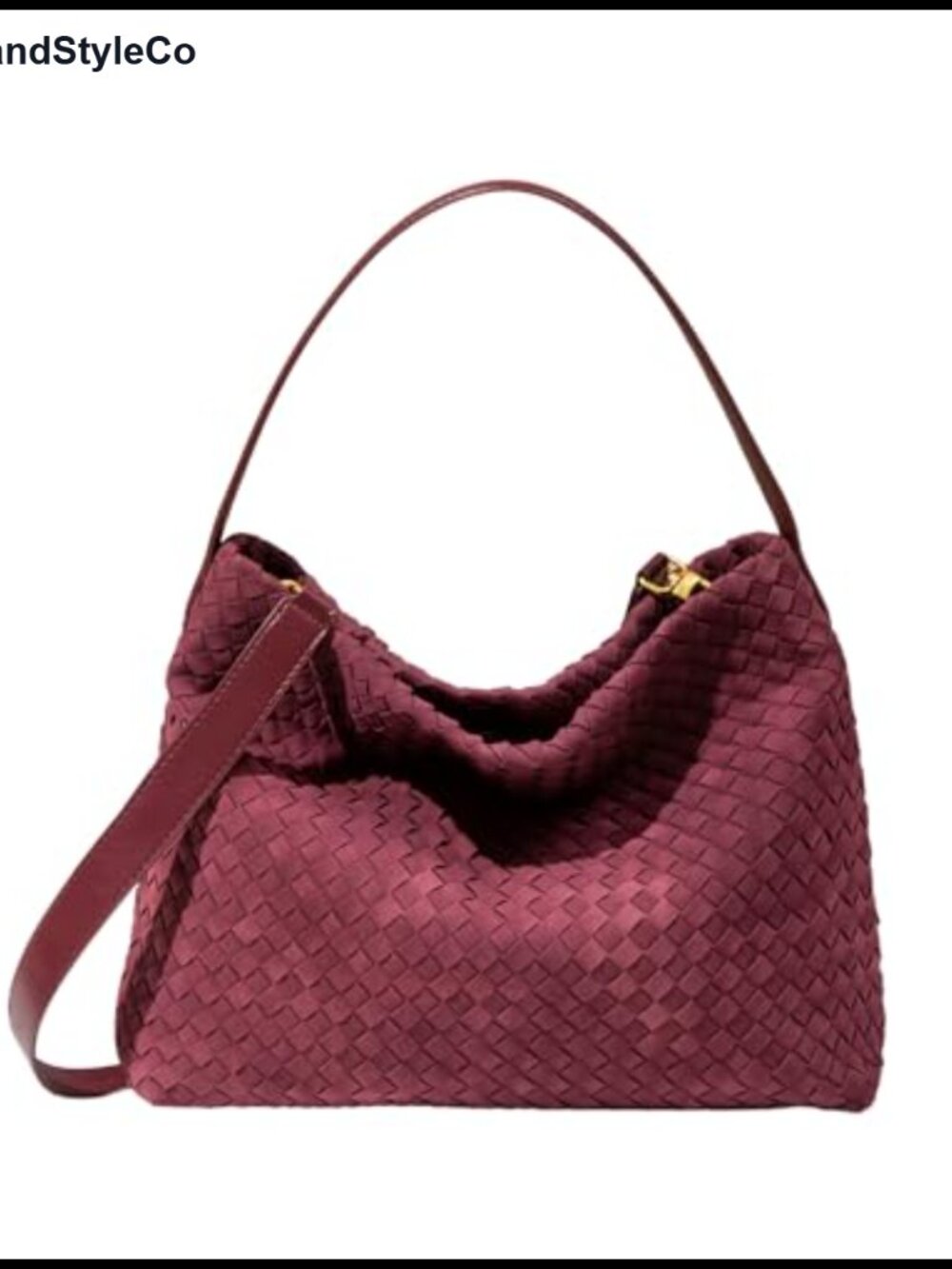 Faux Suede Woven Hobo Tote Bag for Women, Large Shoulder Purse